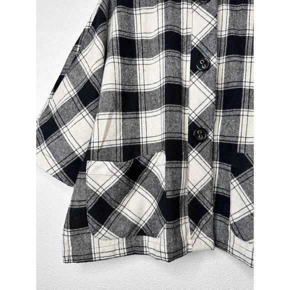 Coldwater Creek Plaid Black/ Ivory Checker Wool Blend Women's Jacket Size Pxs - Picture 2 of 15